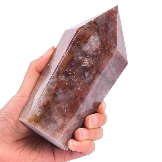 Vizytou red hematoid quartz tower obelisk for meditation and decor.