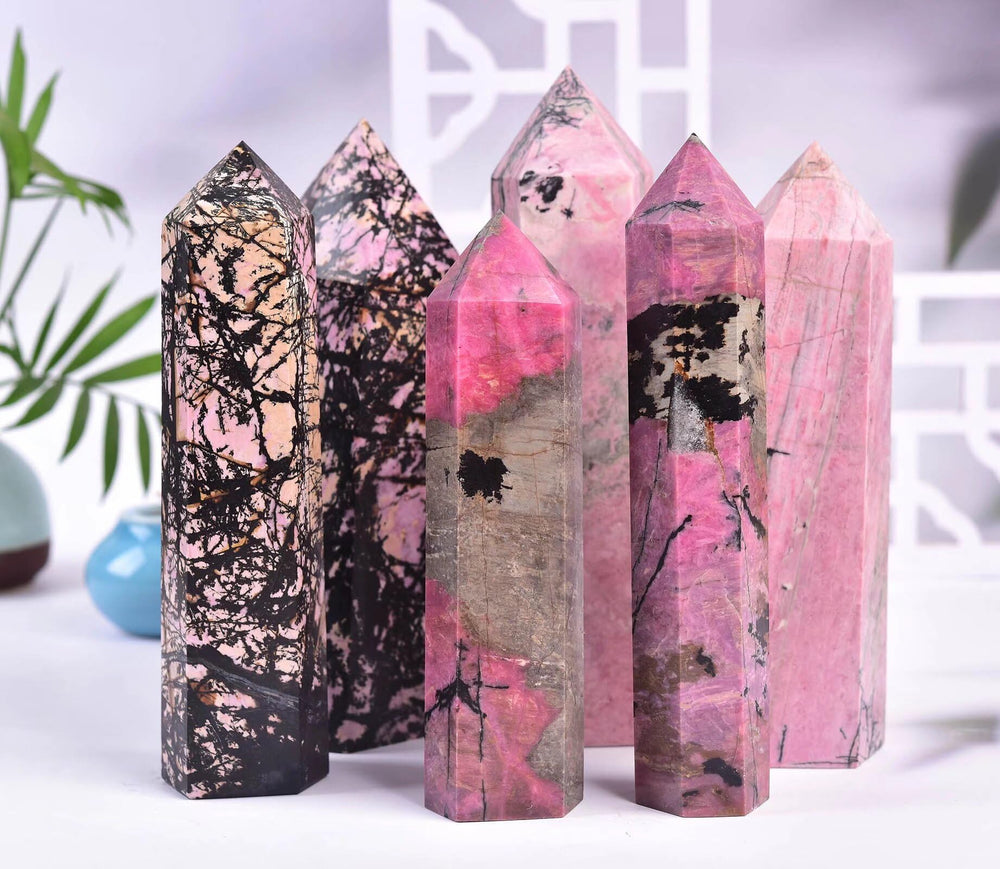 Vizytou rhodonite chakra balancing stone supports calm, centered mood in home or office.