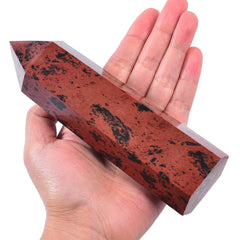 VIZYTOU stone tower obelisk from mahogany obsidian on shelf decor