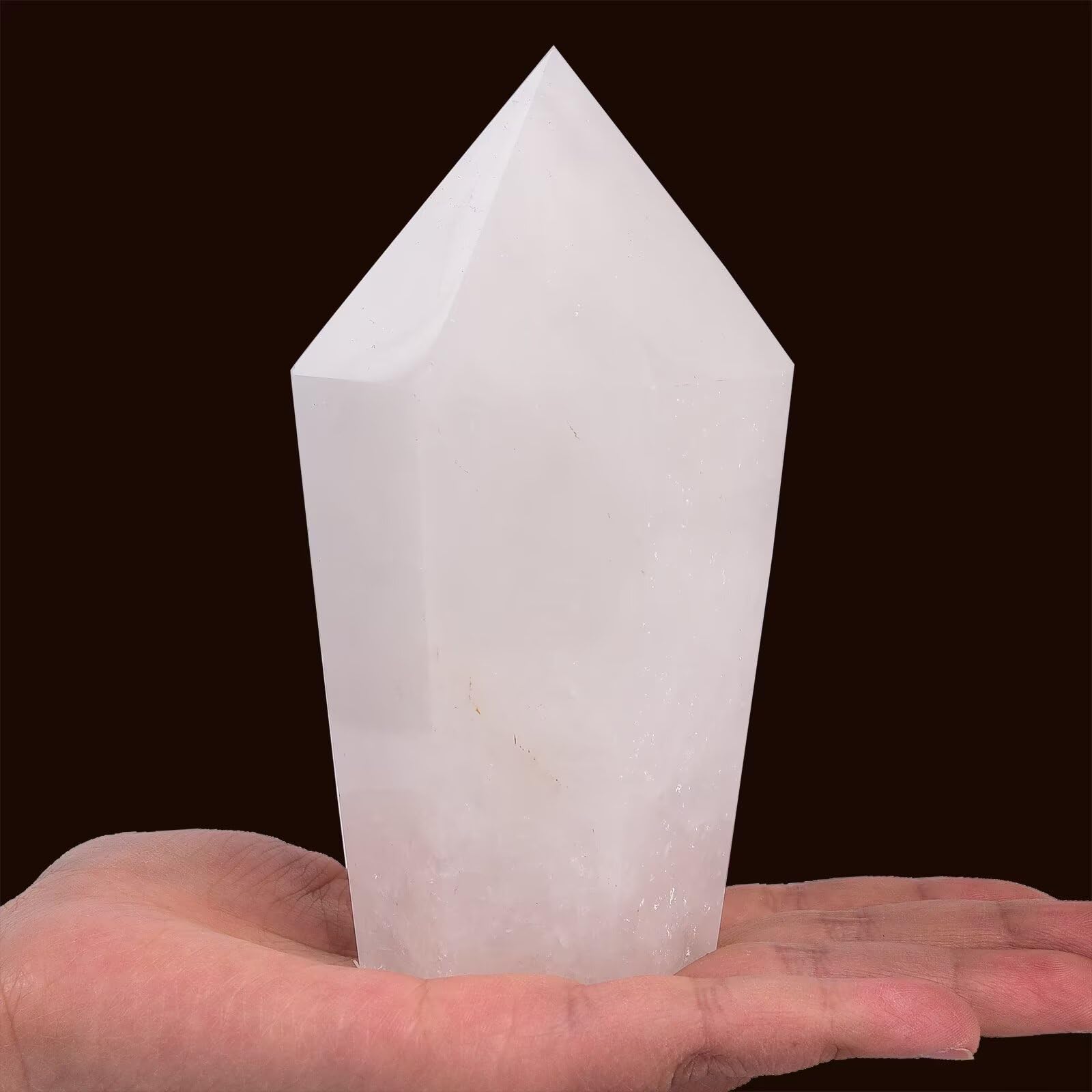 VIZYTOU white crystal obelisk wand with six facets for focused meditation