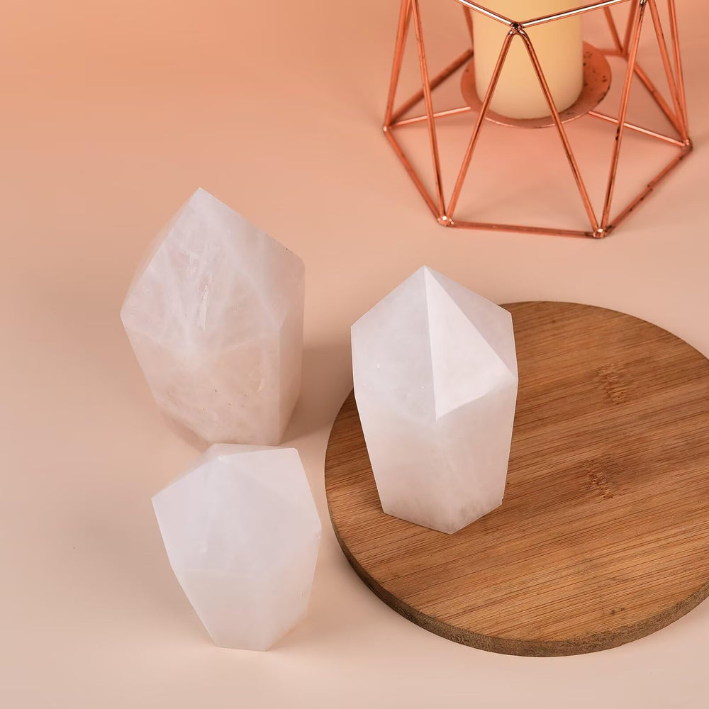 VIZYTOU white crystal tower obelisk on a desk as decorative accent