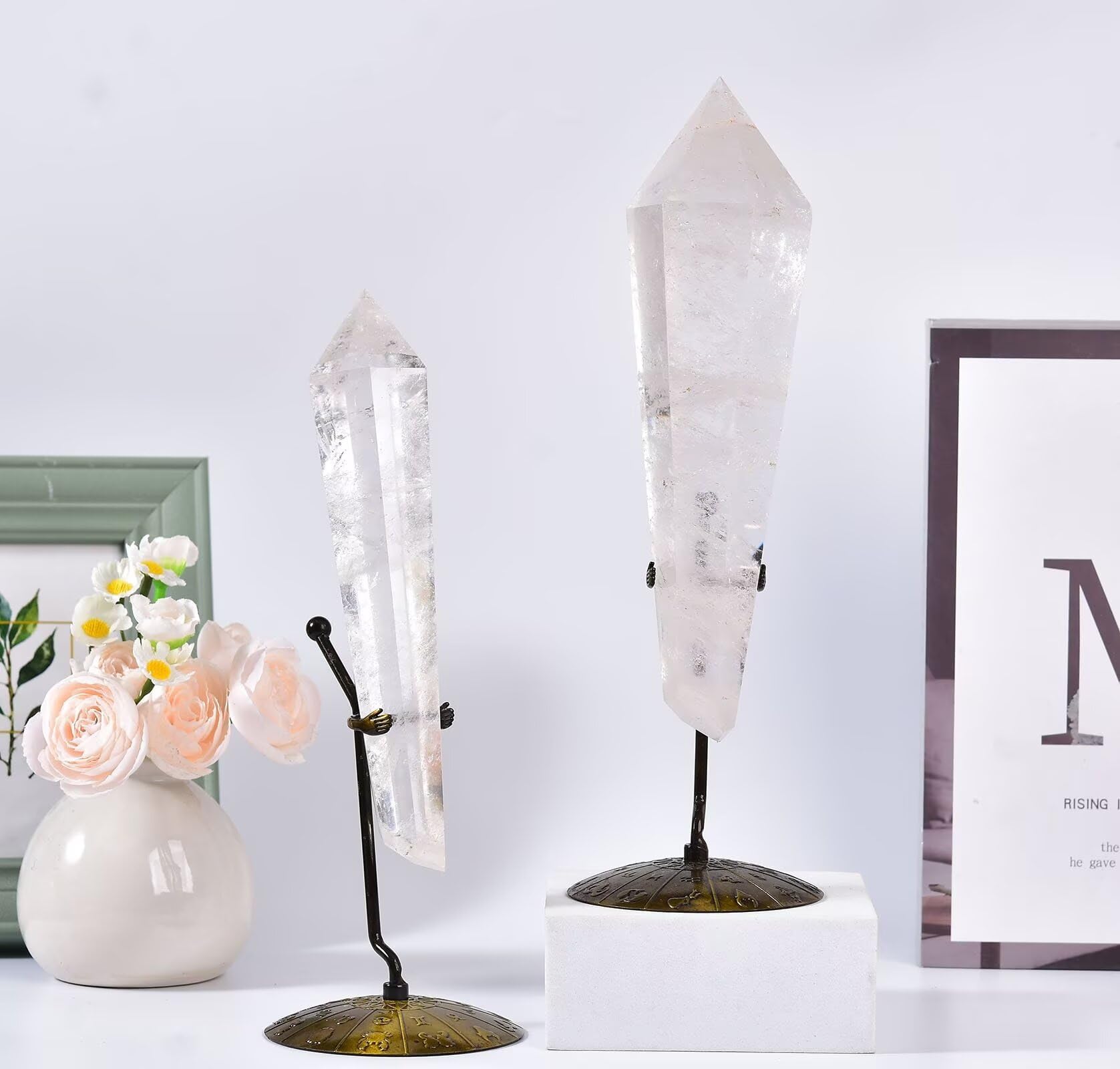 VIZYTOU white crystal wand complements home office decor with serene ambiance.