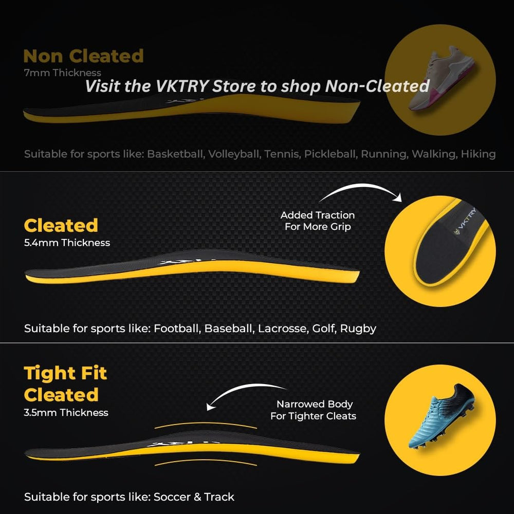 VKTRY Gold cushioned landing insoles enhance comfort during high-impact runs.