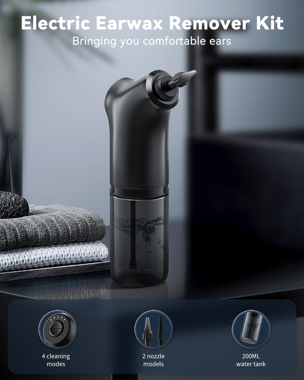 VLINGQI dual soft silicone tips offer gentle, customizable cleaning for different ears.