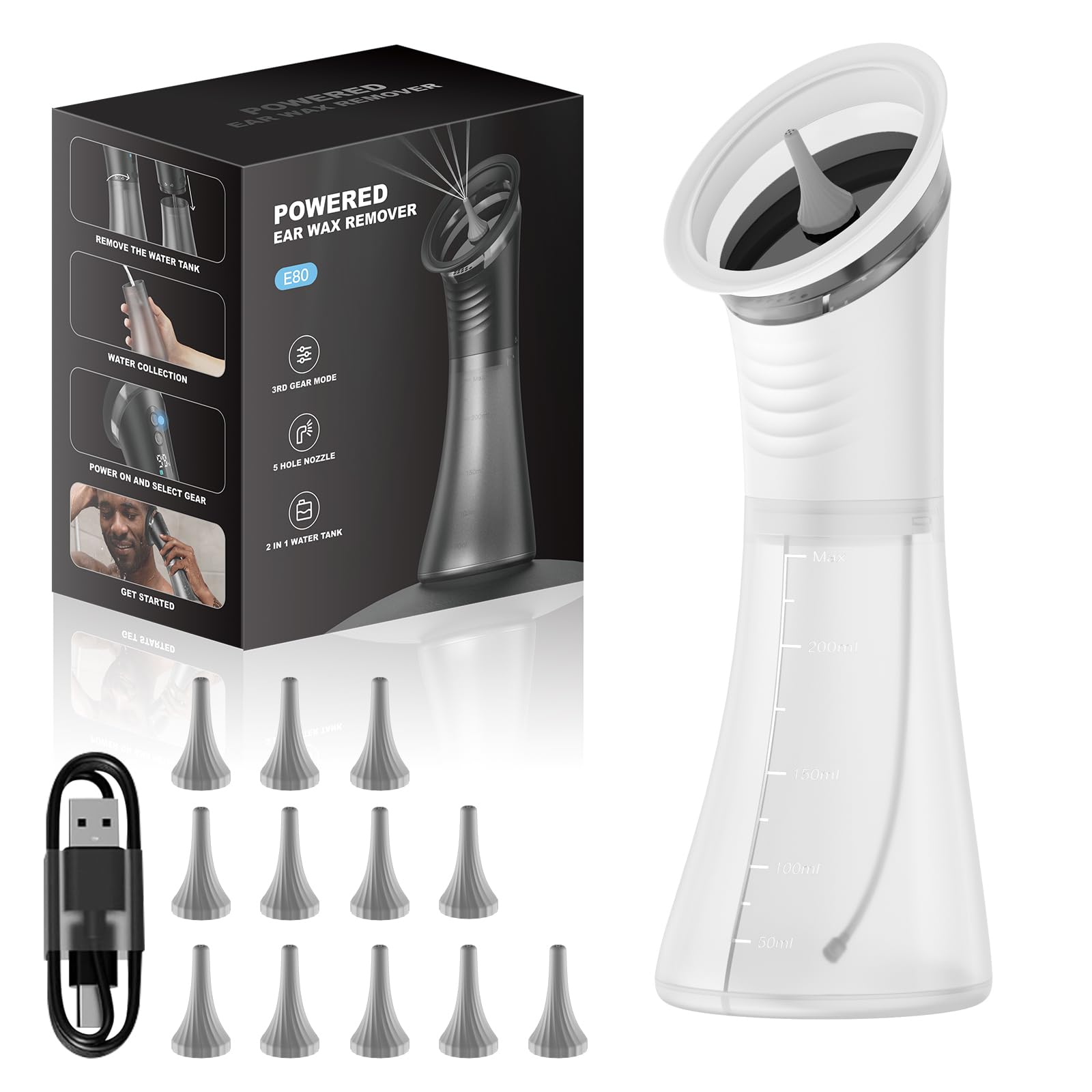 VLINGQI ear-wax remover with LED display for precise cleaning control.