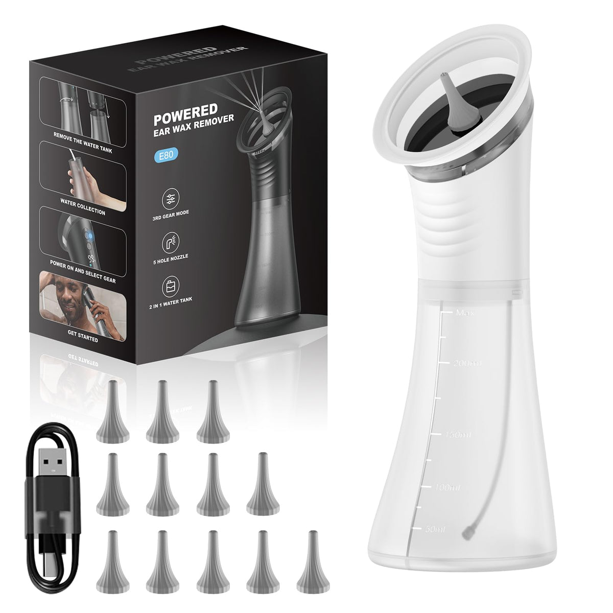 VLINGQI ear-wax remover with LED display for precise cleaning control.
