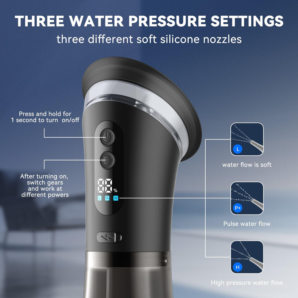 VLINGQI kit highlights three water pressure modes for personalized cleaning.