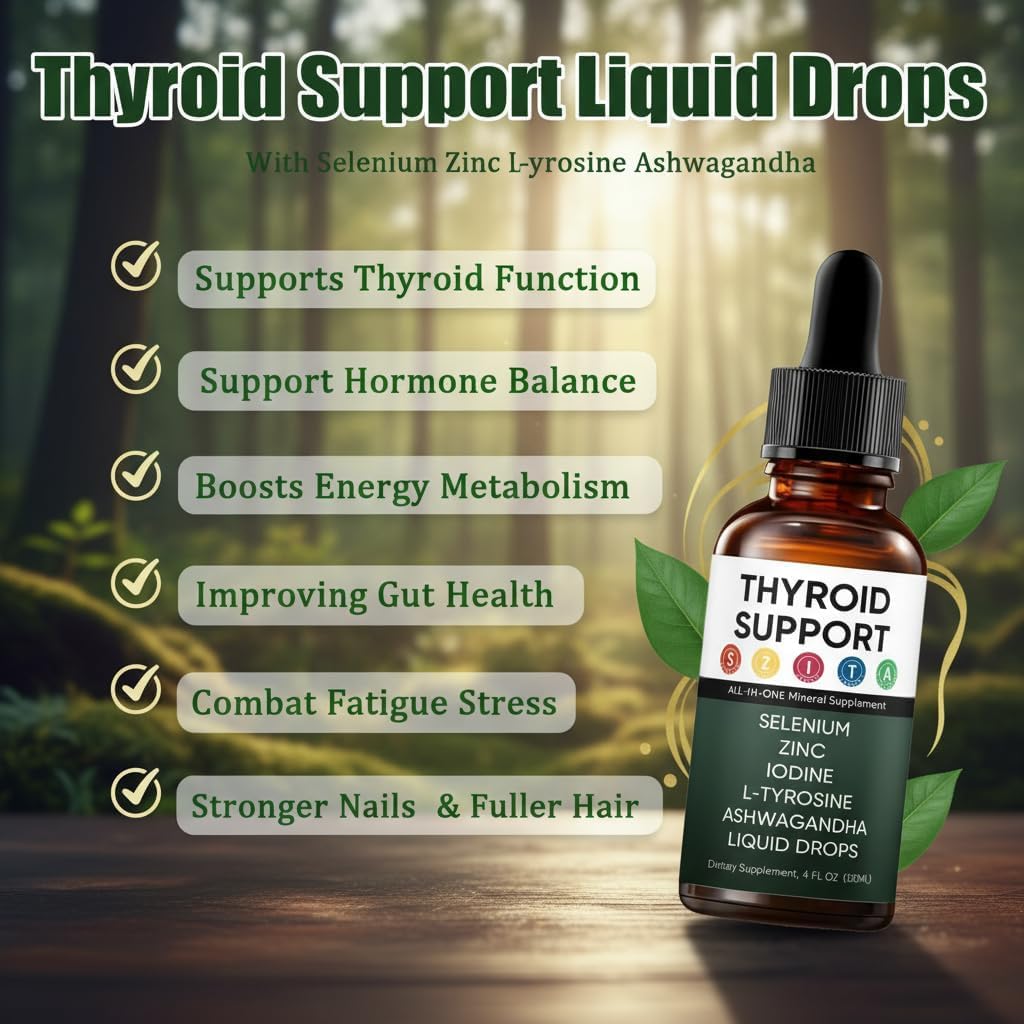 Vlsdoin Kindled Thyroid Support Drops label highlighting nutrient-rich blend