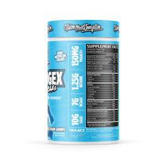 Blue Shark Gummy flavor label highlights electrolytes and amino blend.
