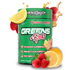 VMI Sports Greens + Reds bottle being poured for daily immunity and gut health.