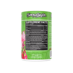 VMI Greens + Reds scoop beside dragon fruit powder for easy mixing