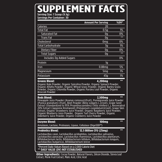 VMI Sports Greens + Reds in water glass for easy daily nutrition.