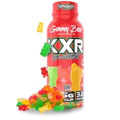 VMI Sports KXR gummy bear bottle side, convenient ready-to-drink pre workout.