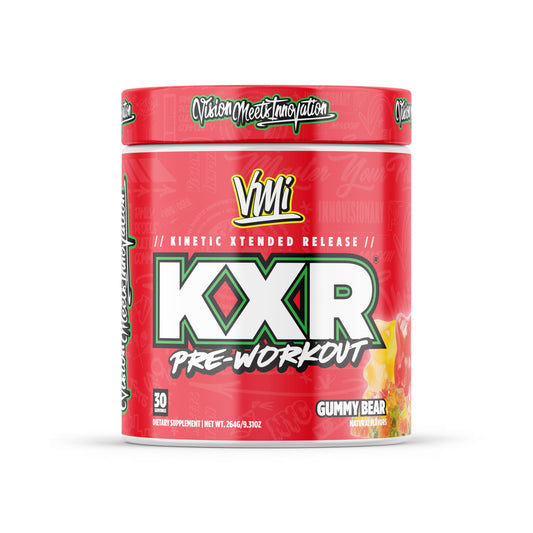 VMI Sports KXR pre-workout canister ready to energize your training.
