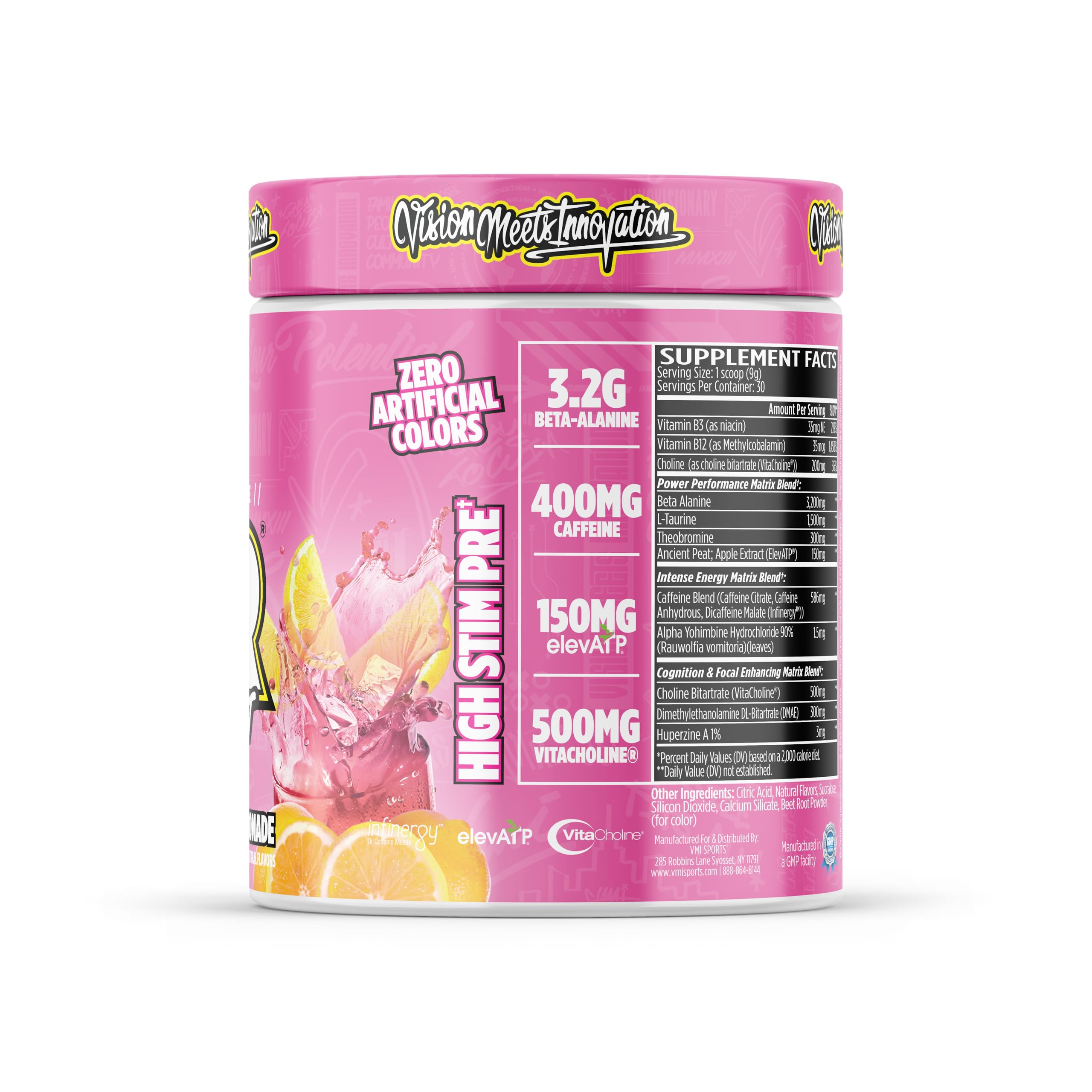 Glass with pink lemonade KXR mix ready for an intense workout