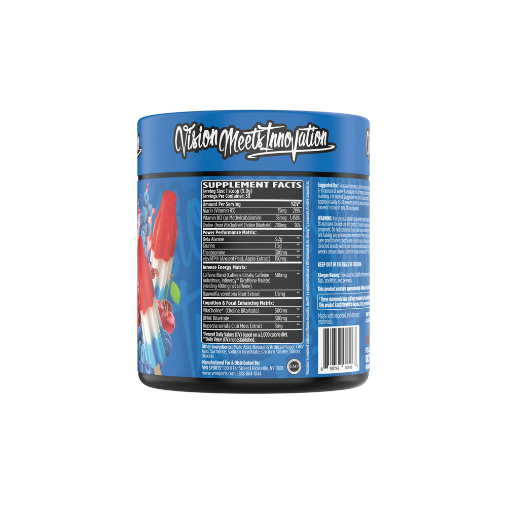 KXR Patriot Pop tub showing flavor and serving details for endurance support