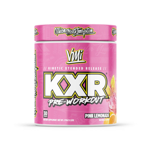 VMI Sports KXR pre-workout tub in Original Pink Lemonade energizes workouts