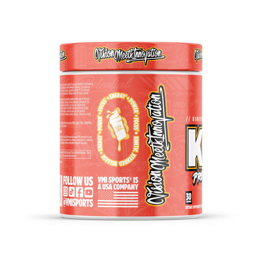 Scoop of KXR powder ready to energize workouts.