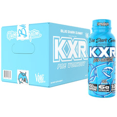 VMI Sports KXR RTD blue gummy bottle front, ready-to-drink energy for workouts