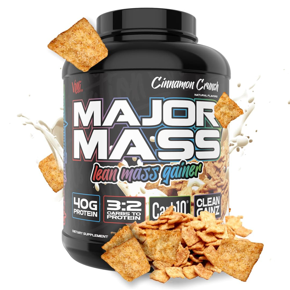 VMI Sports Major Mass bottle with pour showing lean mass support