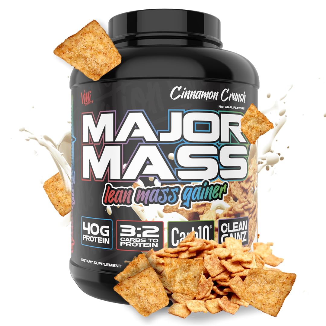 VMI Sports Major Mass bottle with pour showing lean mass support