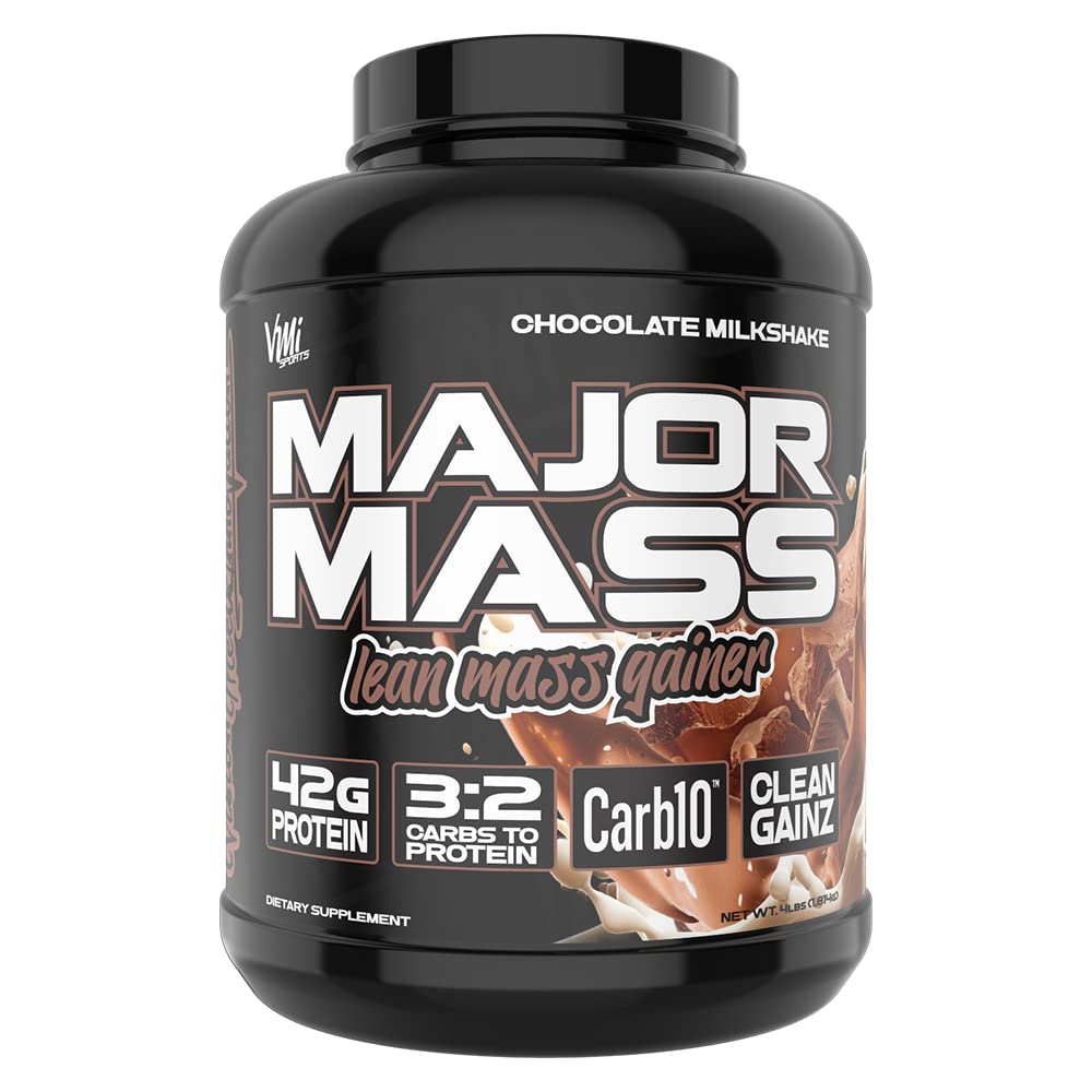 VMI Sports Major Mass pour of chocolate shake supports lean mass during workouts