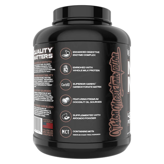 VMI Sports Major Mass scoop showing macro-friendly formula for muscle gain