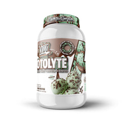 Bottle and ingredients of VMI Protolyte highlight premium protein quality.