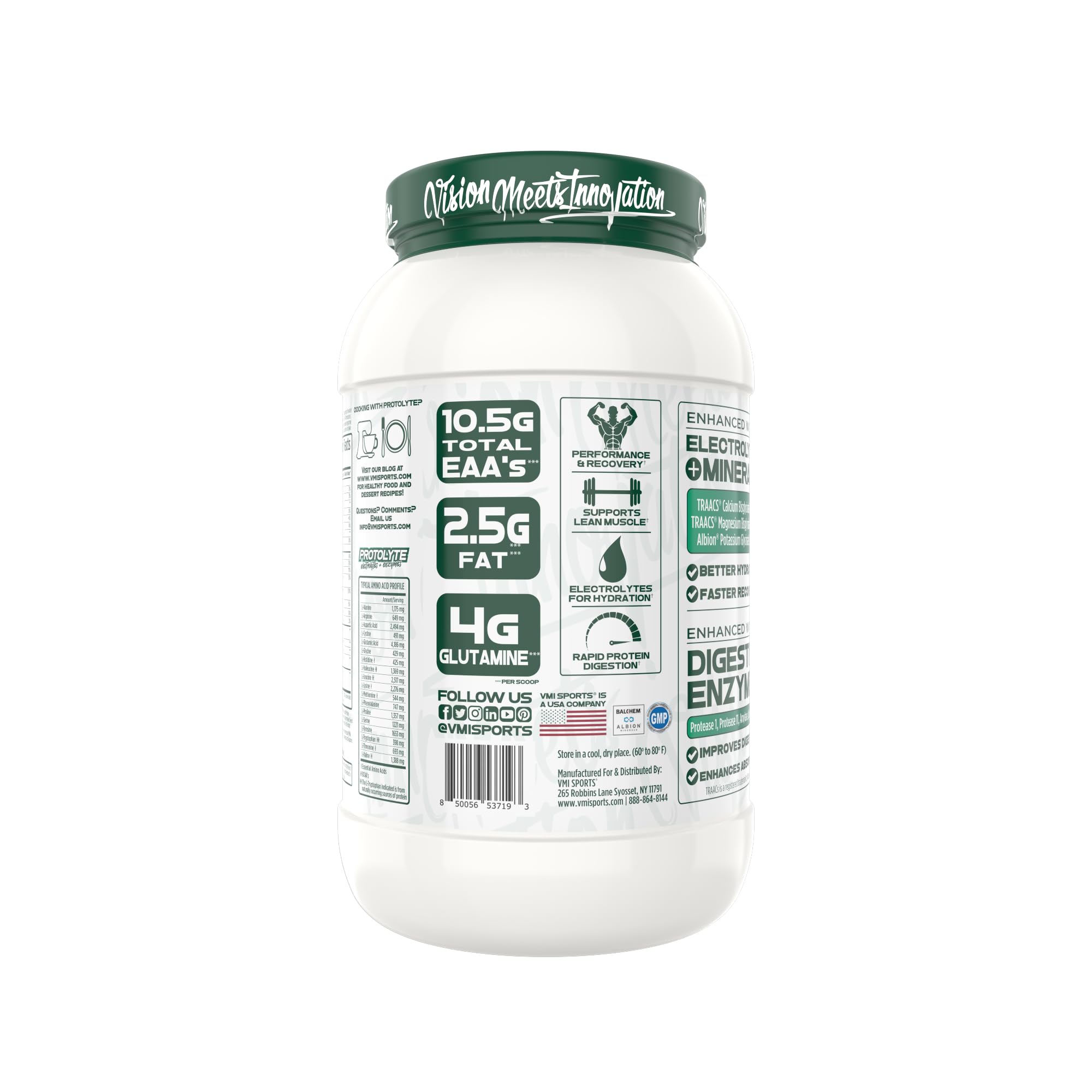 Close-up of Protolyte ingredients label with enzymes and natural flavors.