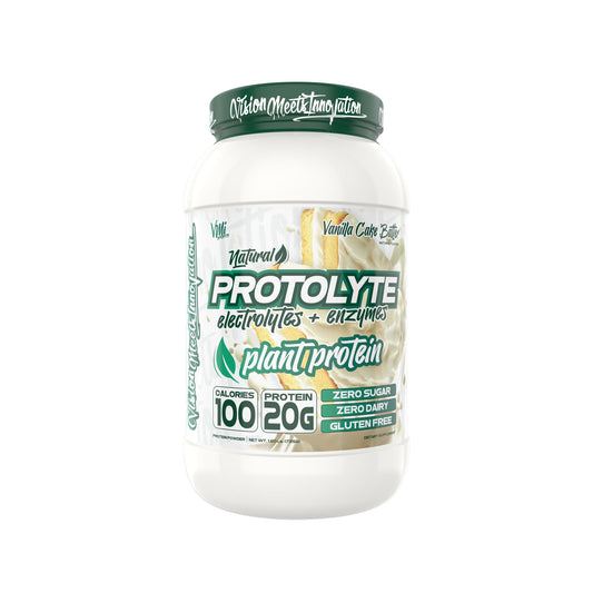 VMI Sports Protolyte Vanilla Cake Batter bottle for post-workout protein