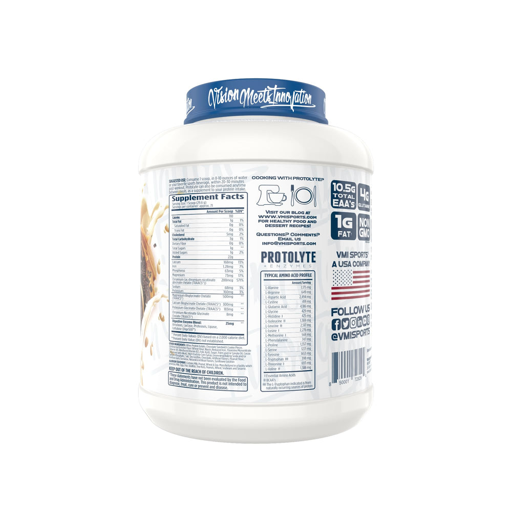 VMI Sports ProtoLyte whey isolate powder close-up showing fine texture