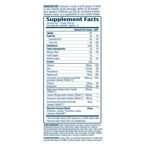 ProtoLyte whey isolate powder scoop showing 25 g protein per serving