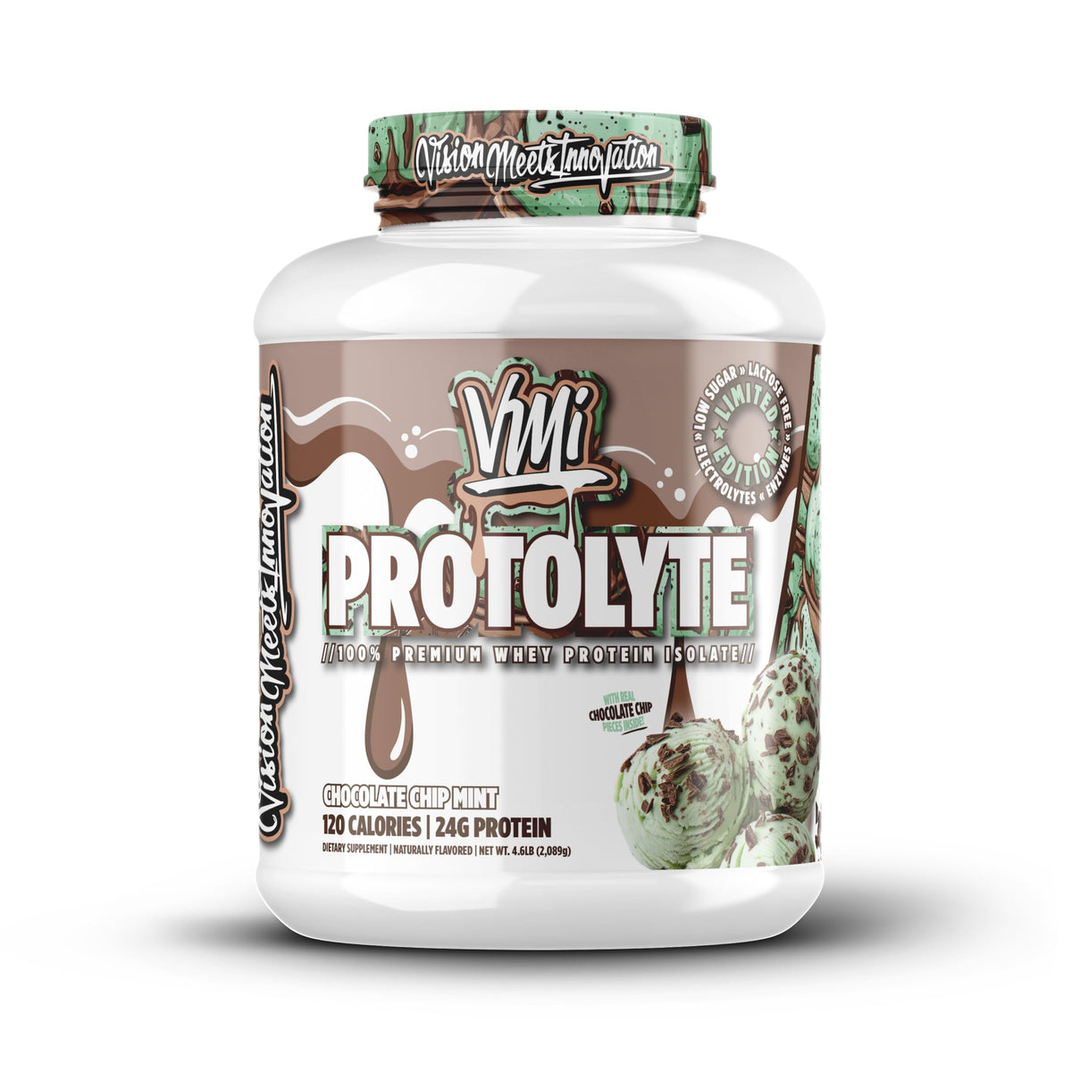 VMI Sports Protolyte whey protein isolate scoop with mix-ins for lean muscle support