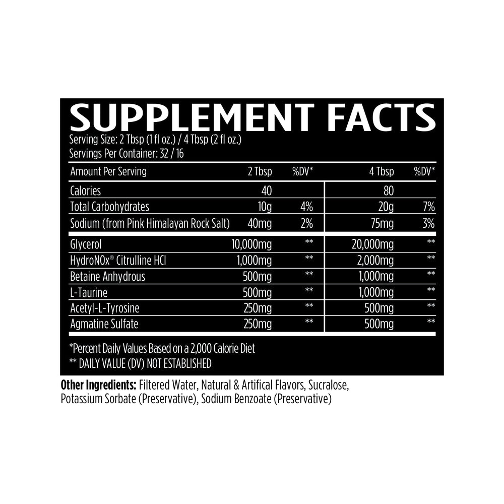 VMI Sports Pump N Flow label close-up showing glycerol and citrulline.