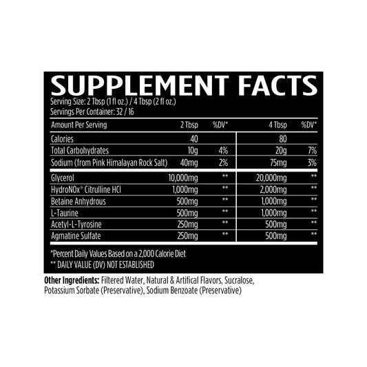 VMI Sports Pump N Flow label close-up showing glycerol and citrulline.