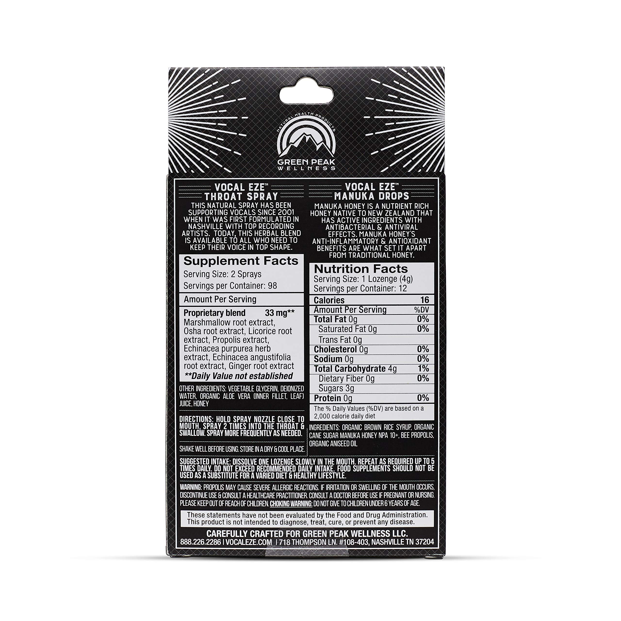 Vocal Eze Manuka honey drops 12-pack with natural soothing sweetness.