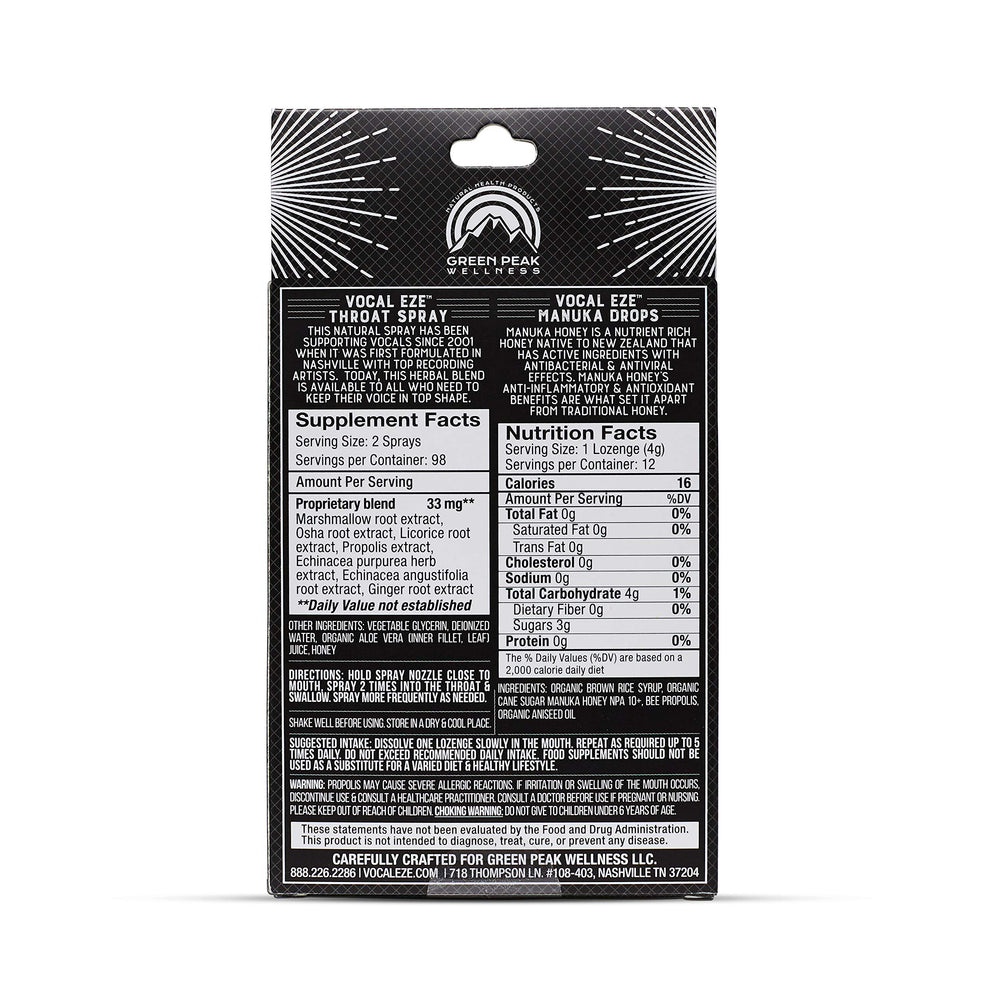 Vocal Eze Manuka honey drops 12-pack with natural soothing sweetness.