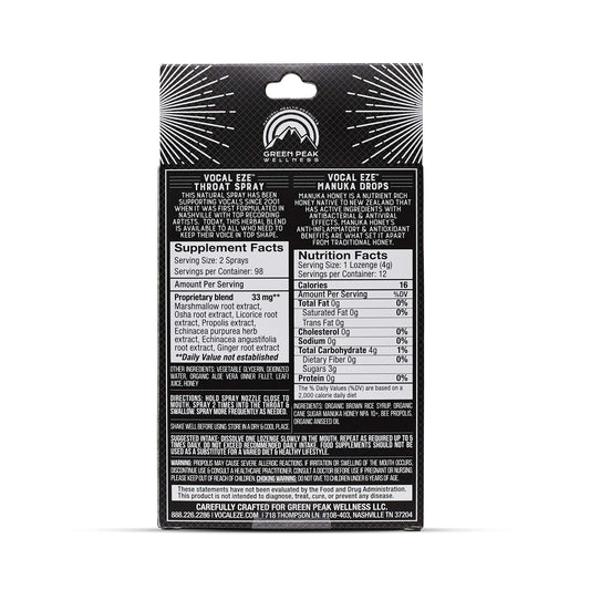 Vocal Eze Manuka honey drops 12-pack with natural soothing sweetness.