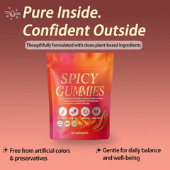 Voererh Spicy Gummy peach close-up highlighting juicy flavor and aroma.