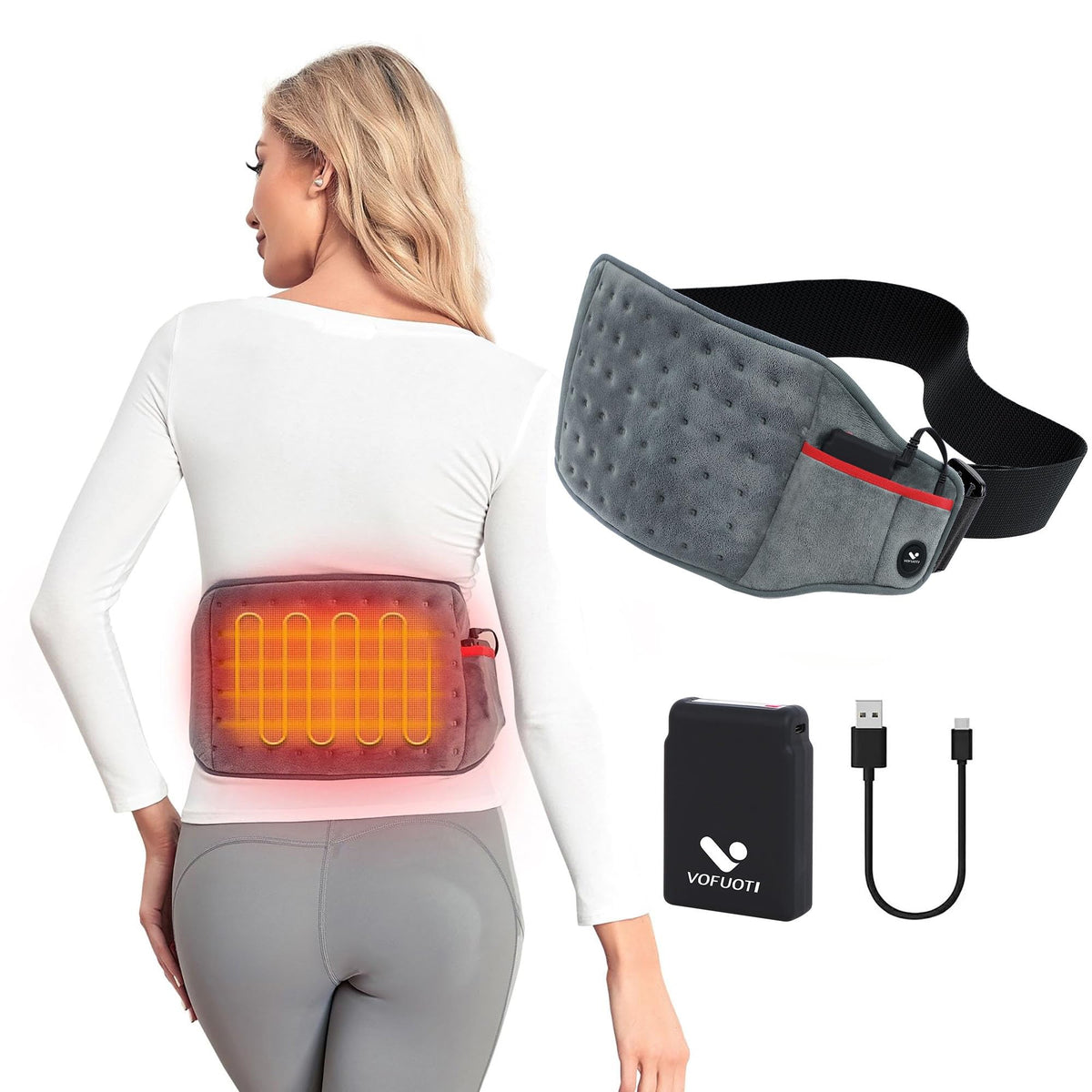 Vofuoti cordless heating pad full view for portable warmth on the go.