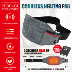 Vofuoti heating pad strap wearing for back or abdomen warmth.