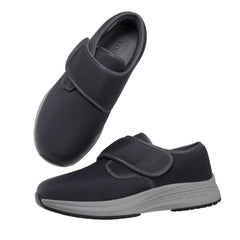 Vogona orthopedic footwear, side view, adjustable width for swollen feet support.