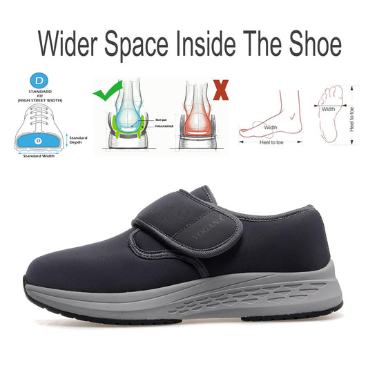 Vogona diabetic shoes men, top view, seamless upper for reduced irritation.