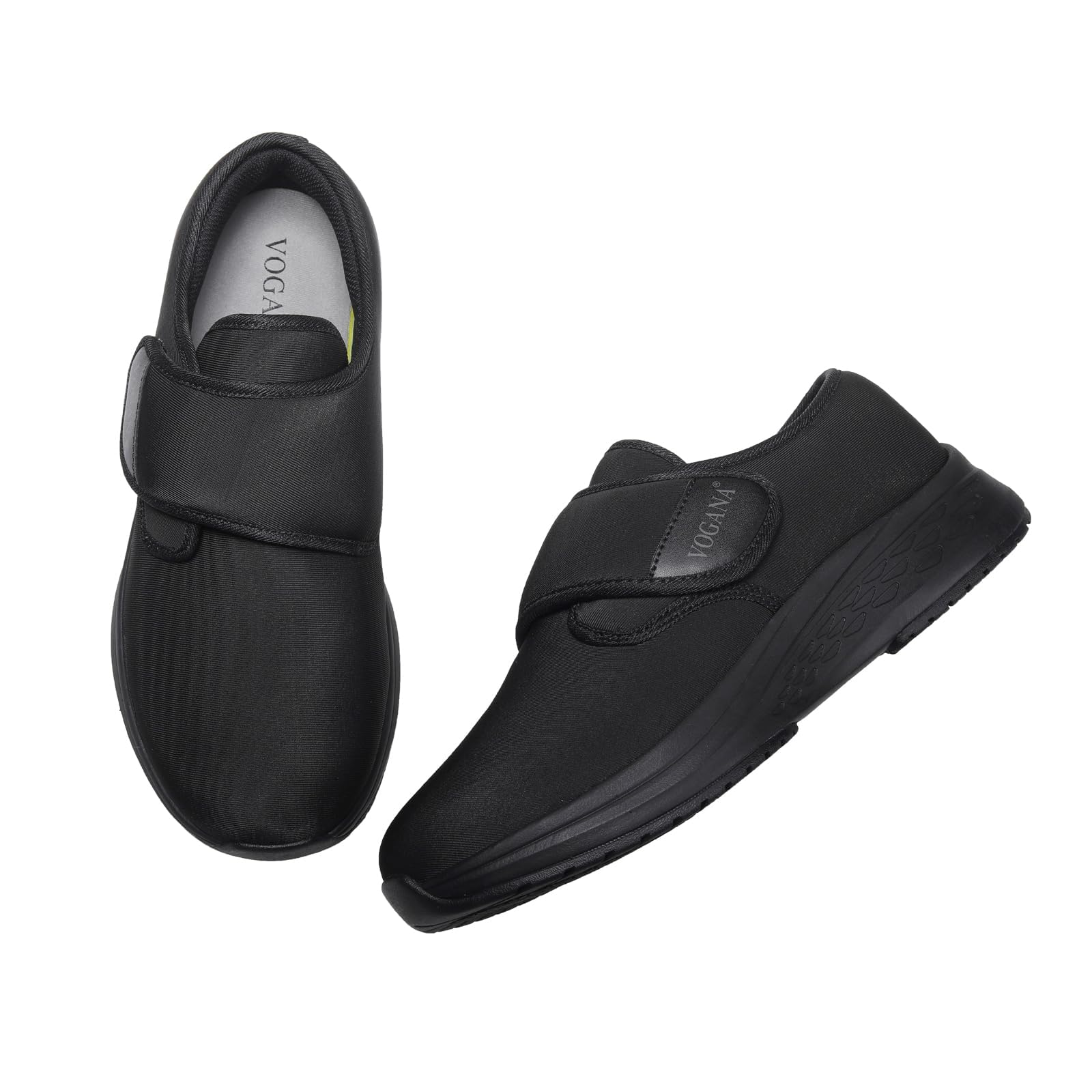 Vogona black diabetic shoes blend work-friendly style with practical comfort.