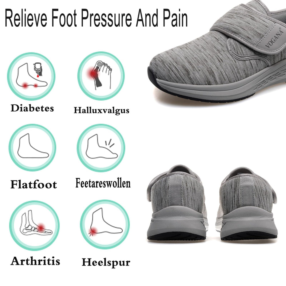 Vogana breathable knit upper keeps feet dry during long walks.