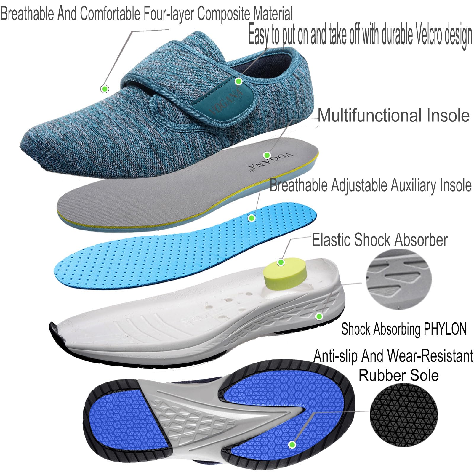 Vogana orthotic shoe; memory foam insole cushions and reduces foot fatigue.