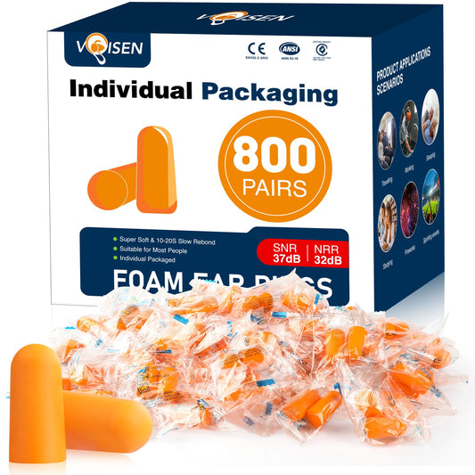 VOISEN ear plugs soft foam for comfortable long wear