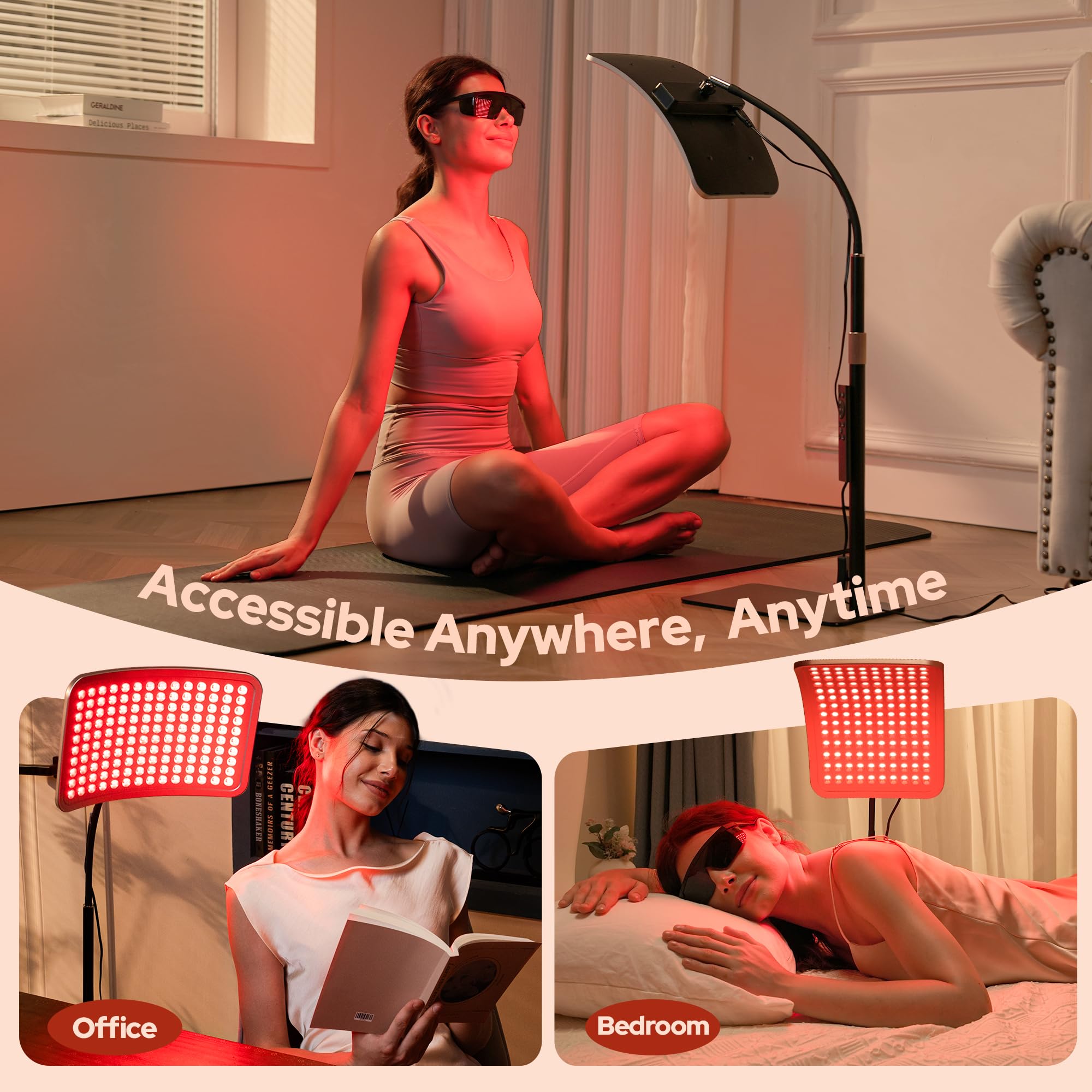 VOLISUN red light therapy lamp 1.2-meter stand supports adjustable positioning.