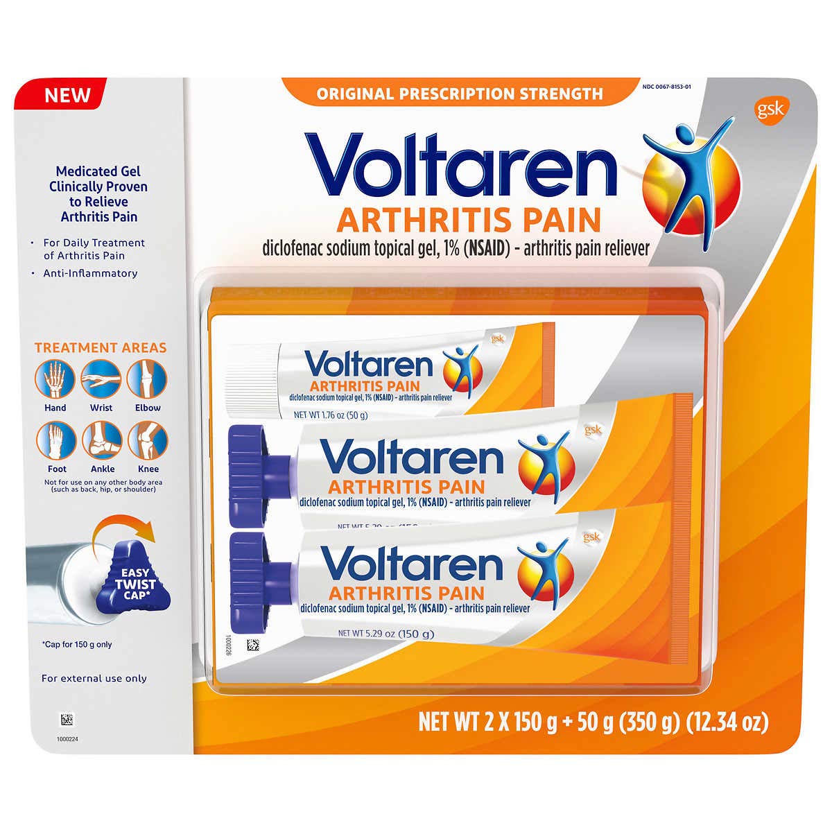 Voltaren Pain Gel Set 150 g tubes front view for large-area coverage.