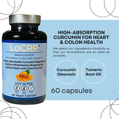 Vonacor LoCRP oil-drop illustration suggests turmeric oil benefits in each capsule.